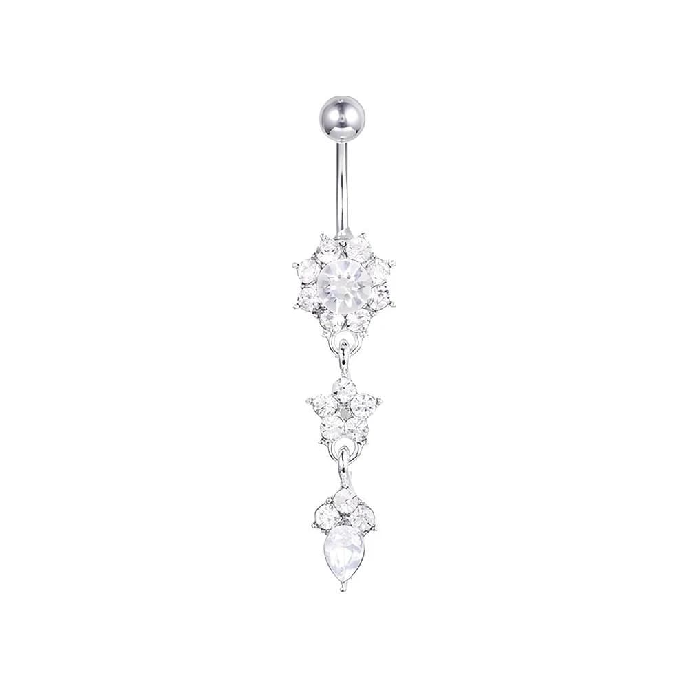 NAVEL FLOWER DANGLE - PLATEADO