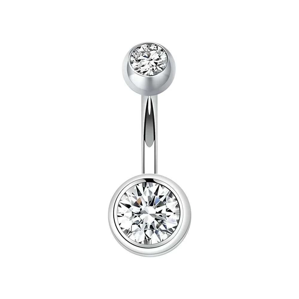 NAVEL DOUBLE BALL GEM - PLATEADO