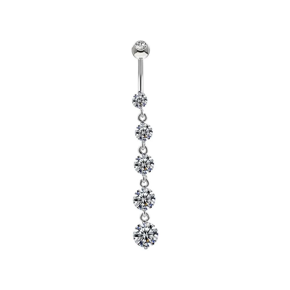NAVEL DIAMONDS DANGLE - PLATEADO