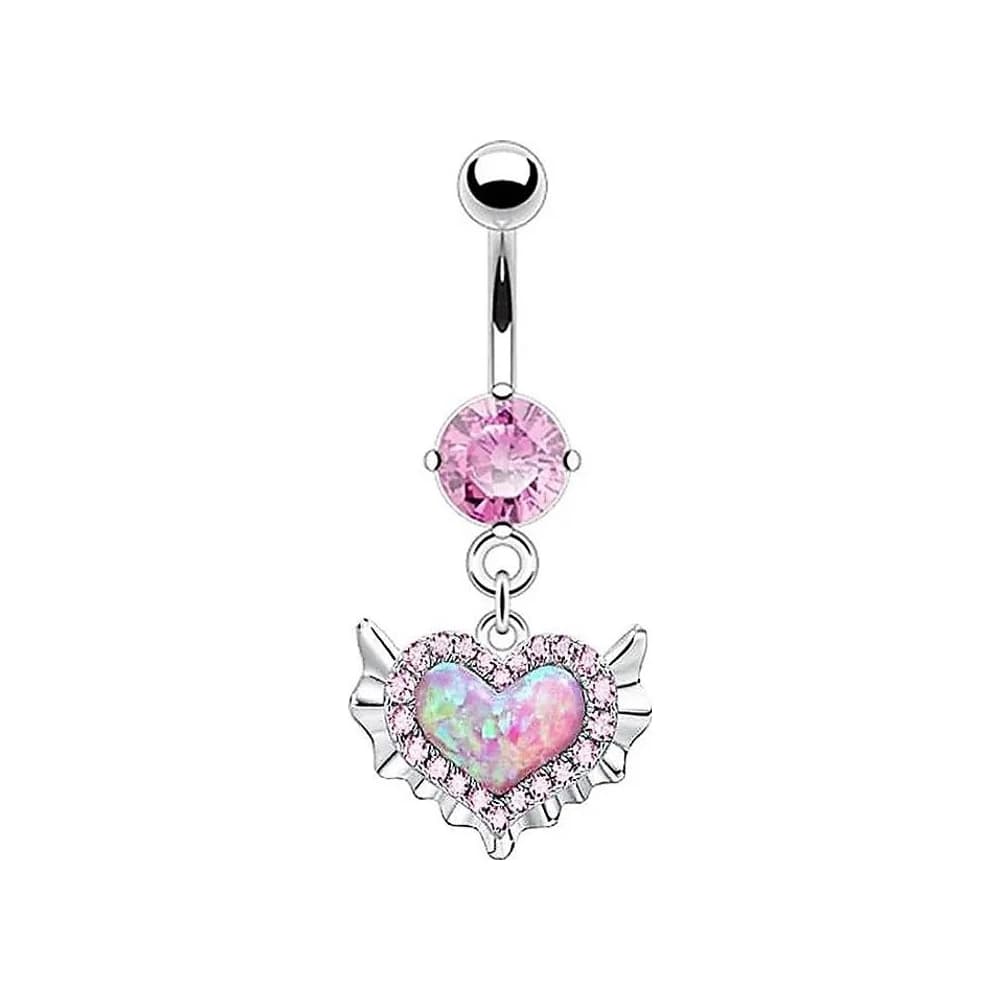 NAVEL OPAL HEART - PLATEADO