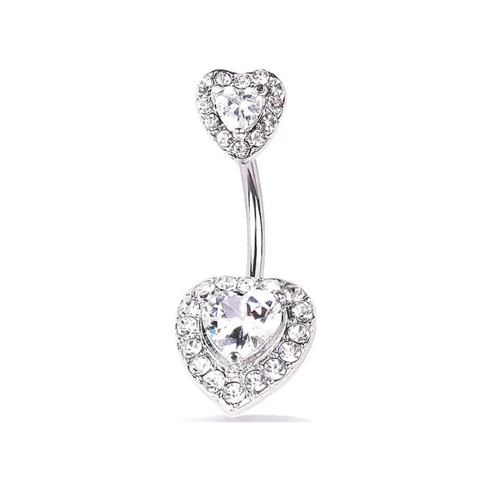 NAVEL DOUBLE HEART - PLATEADO