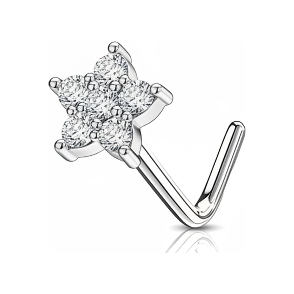 NOSE STUD L STAR - PLATEADO