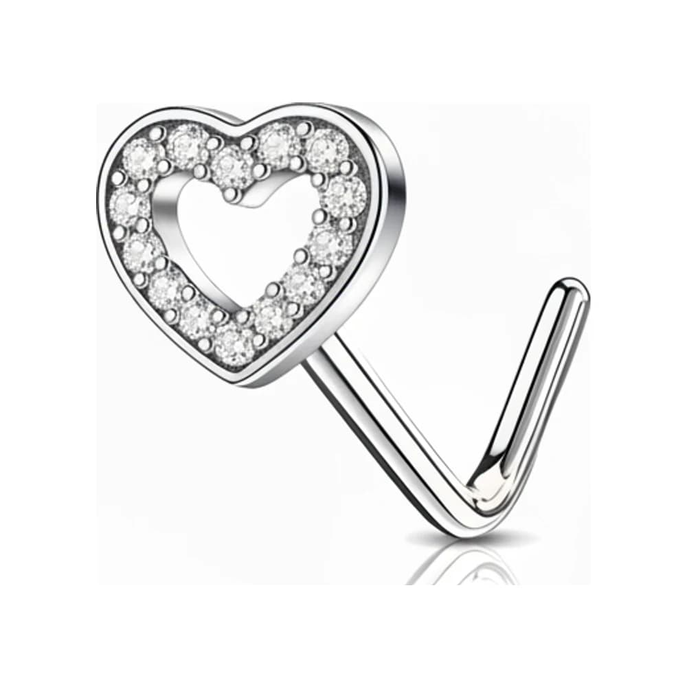 NOSE STUD L HEART - PLATEADO