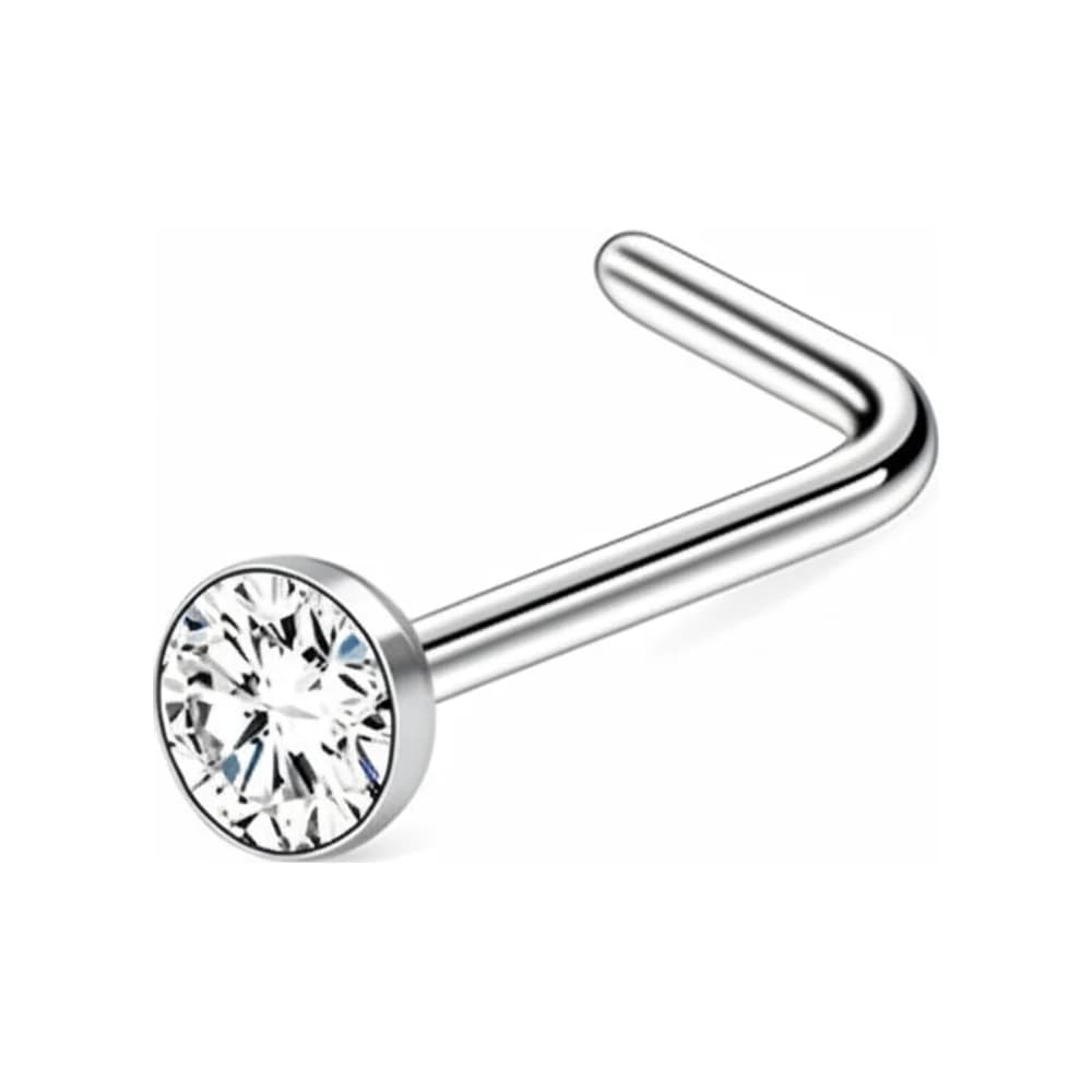 NOSE STUD L SHINE TITANIUM - PLATEADO