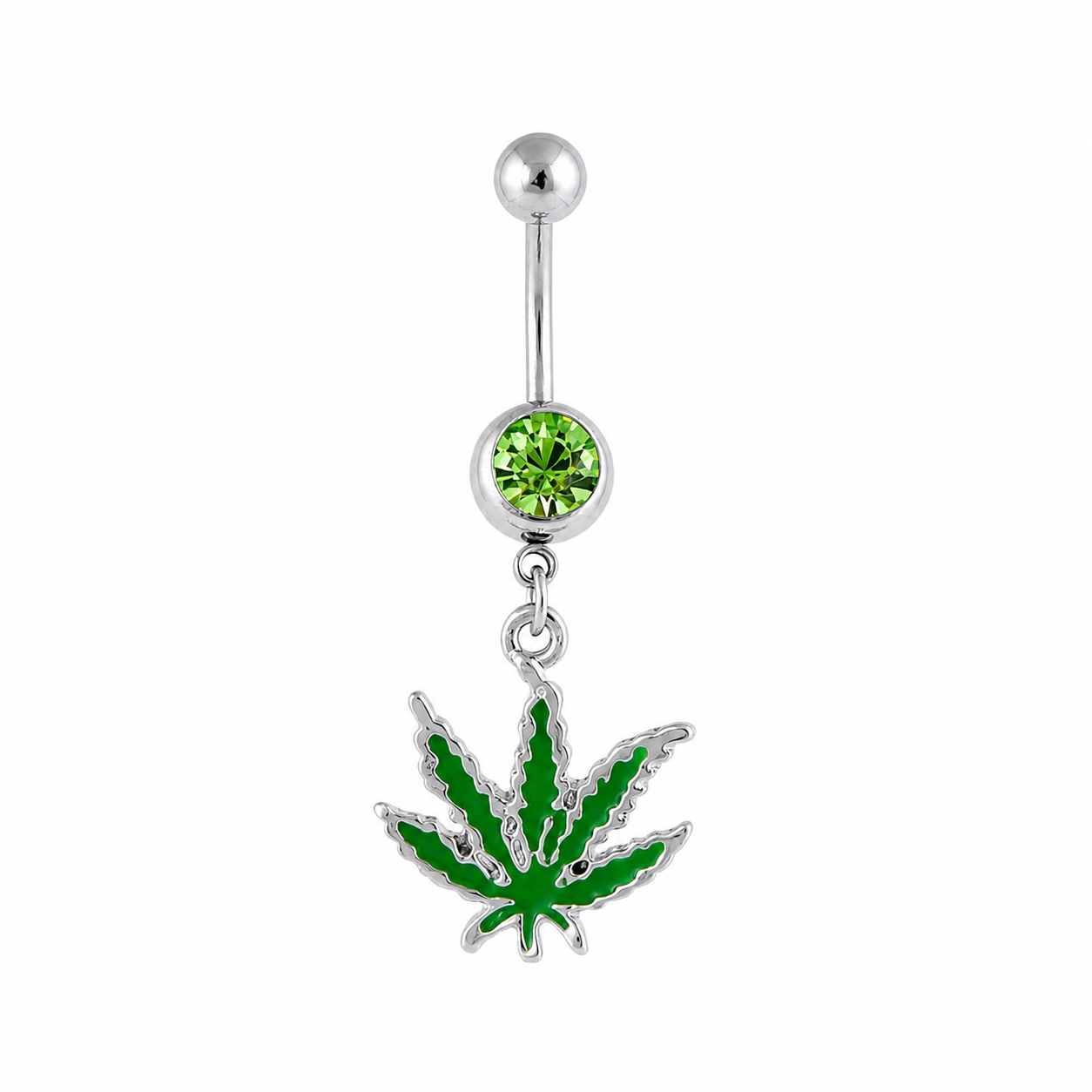 NAVEL CANNABIS DANGLE - PLATEADO